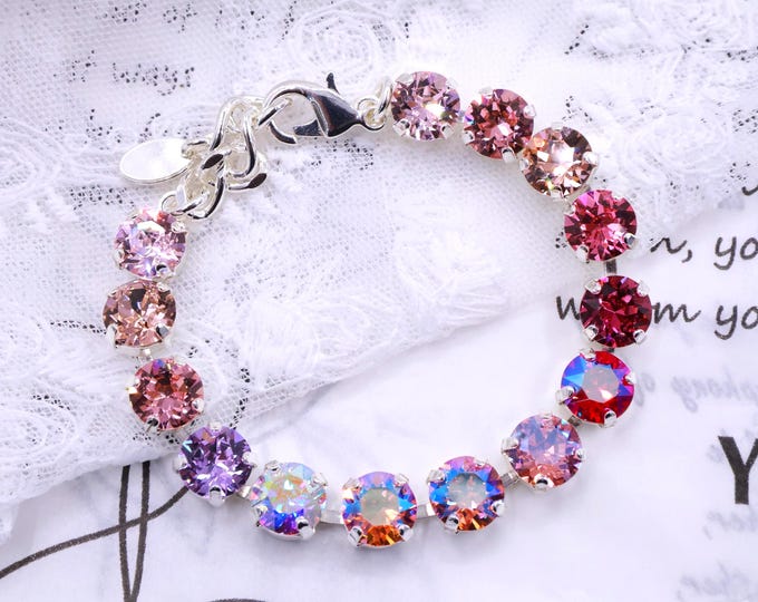 Austrian Crystal Bracelet: Violet Pink Bridal Jewelry