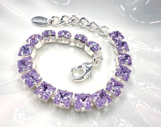 Austrian Crystal Bracelet:Violet Colorful color mixing, Adjustable Bridal Jewelry