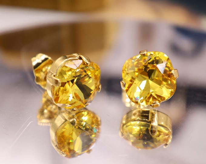 Austrian Golden sunflower crystal Square Cushion Crystal Chandelier Earrings: Bride and bridesmaids Wedding Jewelry