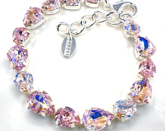 Retrofuturism Teardrops rose Austrian Crystal Bracelet - Gold Plated Bridal Jewelry