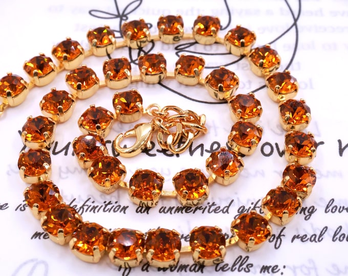 Maillard citrine Tennis Necklace: Austrian Cut Bridal Jewelry