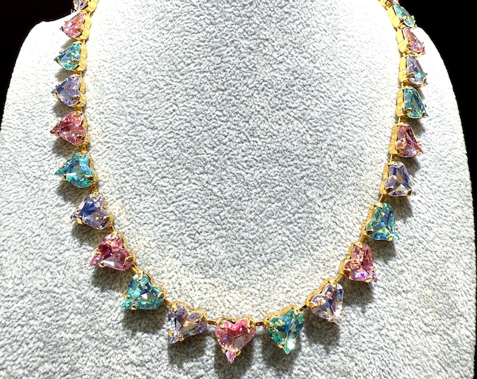 Candy style Pink Austria Crystal Necklace: Anna Wintour-Inspired Bridal Jewelry