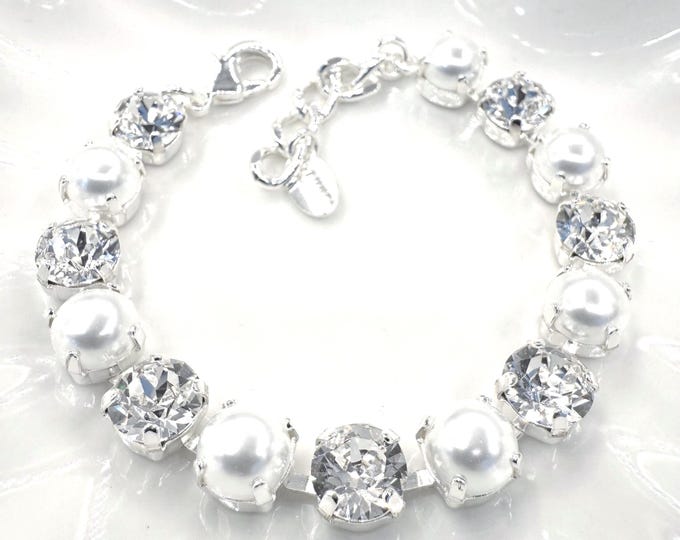 Austrian Crystal Pearl Bracelet: Bridal Bridesmaid Jewelry