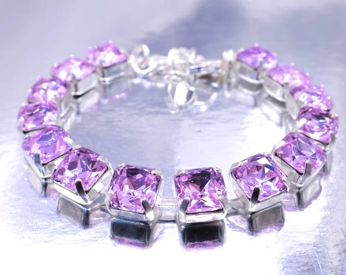 Violet Aspen Cut Austrian Crystal Bracelet - sliver Bridal Jewelry