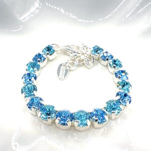 Österreichisches Kristall Armband: Hell Türkis Bunt Farbmischung, verstellbarer Brautschmuck