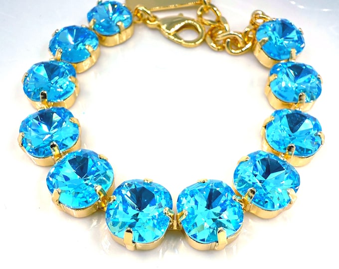 Light Turquoise Crystal Bracelet: Austrian Bridal Jewelry
