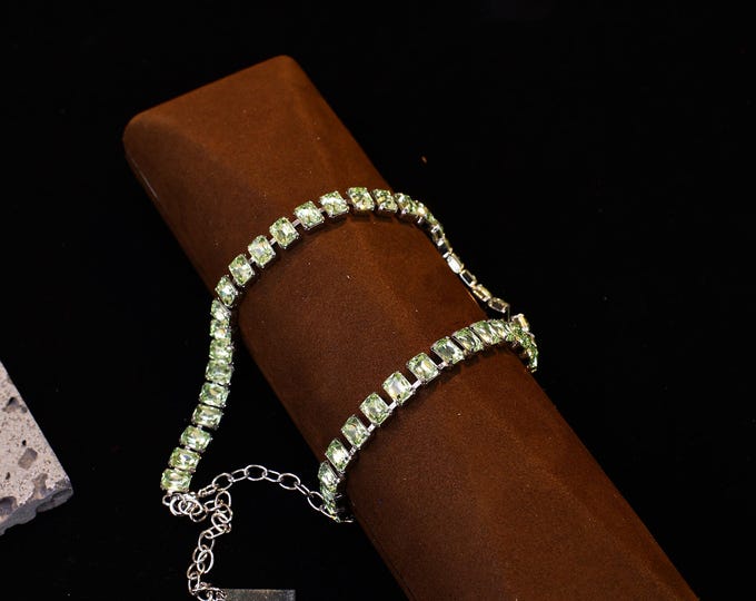 Boho Chrysolite Necklace | Energy Healing Bridal Jewelry Featuring Austrian Crystal Cutting Technology, Inspired by Anna Wintour