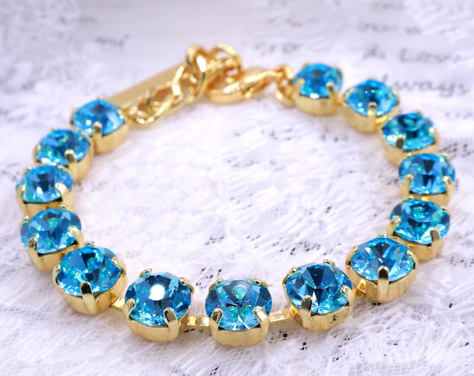 Klein blue Austrian Crystal Bracelet,suitable for bridal jewelry and bridesmaid gifts,adjustable length