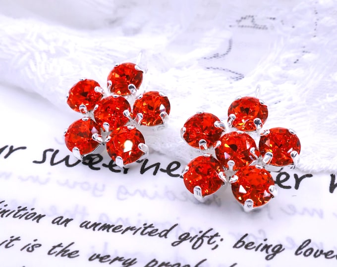 Flower Hyacinth Drop Earrings: Austrian Crystal Bridal Jewelry