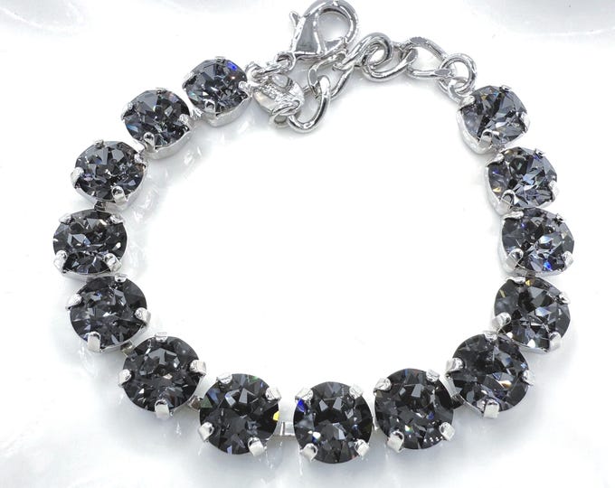 Black Diamond Austrian Crystal Bracelet,suitable for bridal jewelry and bridesmaid gifts,adjustable length