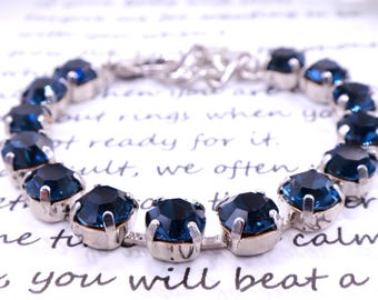 Bracelet en cristal autrichien Montana, idéal pour les bijoux de mariée et les cadeaux de demoiselle d'honneur, longueur réglable