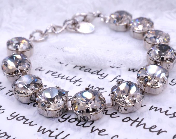 Swarovski Black Diamond Crystal Bracelet: Adjustable Bridal Jewelry