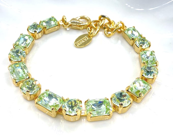 Austrian Crystal Bracelet:Noble olive Colorful color mixing, Adjustable Bridal Jewelry