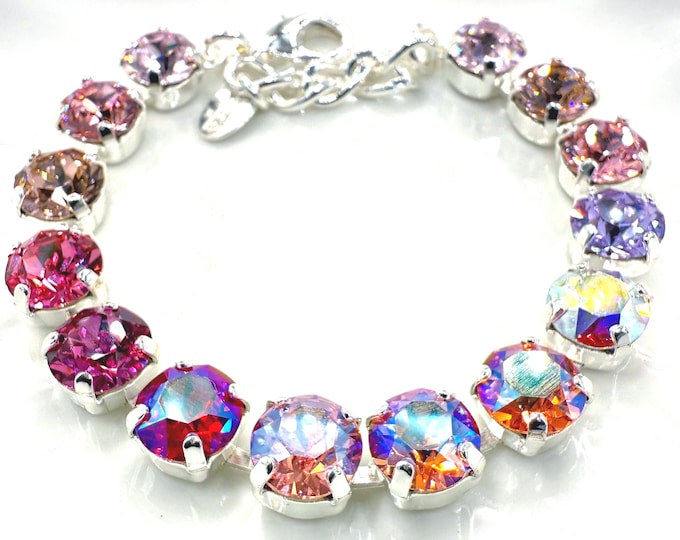 Austrian Crystal Bracelet: Violet Pink Bridal Jewelry