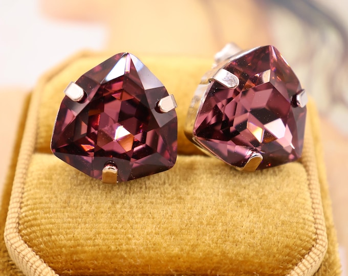 Austrian Amethyst Crystal Chandelier Earrings: Bride and bridesmaids Wedding Jewelry