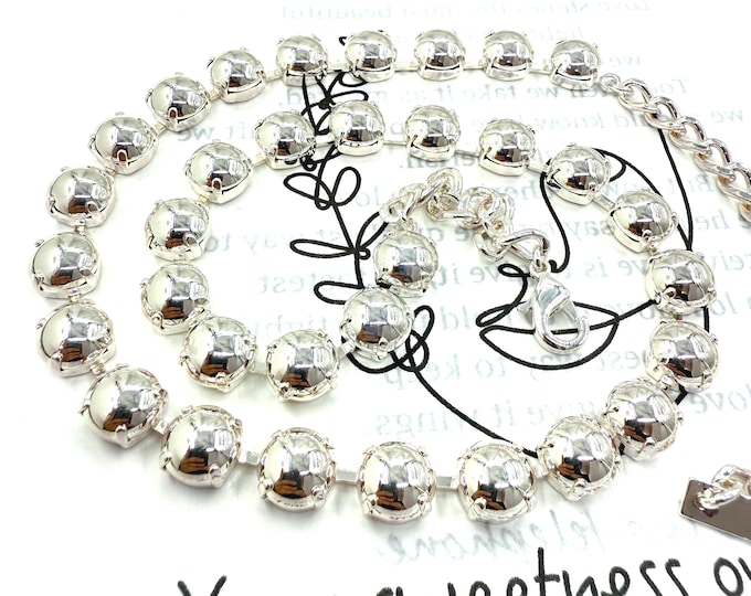 Smooth metal Tennis Necklace: Austrian Cut Bridal Jewelry