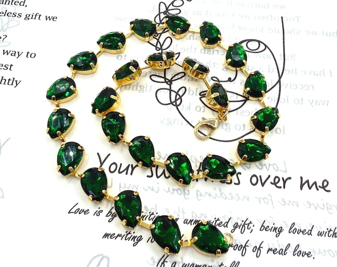 Emerald Austria Crystal Necklace: Anna Wintour-Inspired Bridal Jewelry
