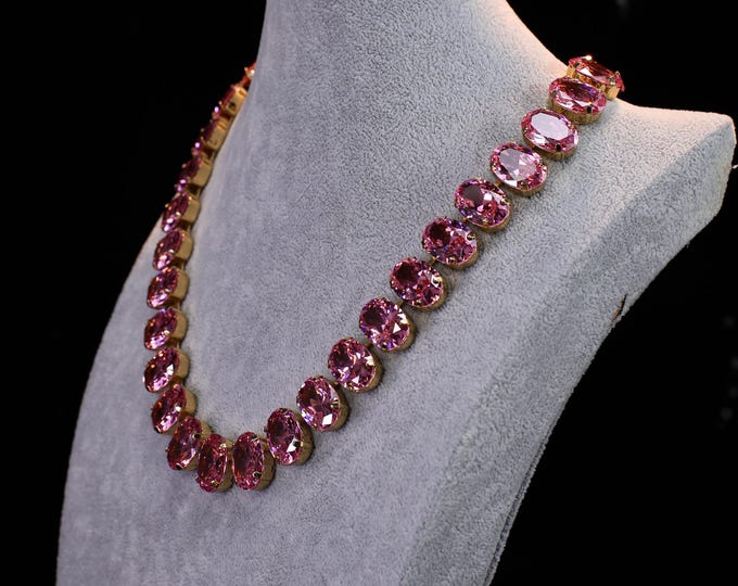 Anna Wintour-Inspired Crystal Necklace for Bridal Jewelry，Bridal Accessories & Bridesmaid Gifts，Austrian quality cut crystal necklace