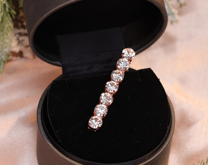 18k Rose Gold Crystal Hairpins | Dainty Bridal Hair Accessories for Special Occasions