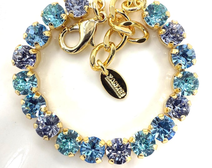Austrian Crystal Bracelet:Light turquoise Colorful color mixing, Adjustable Bridal Jewelry
