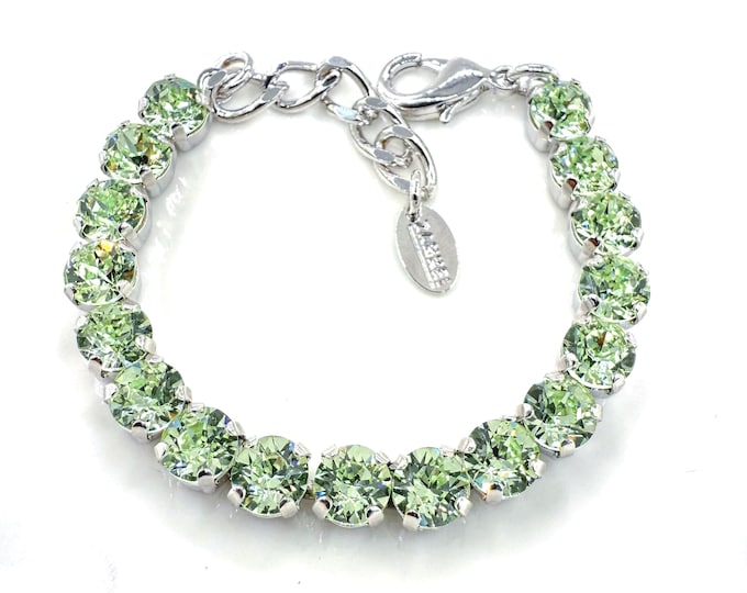 Austrian Crystal Bracelet: olive green, Adjustable Bridal Jewelry