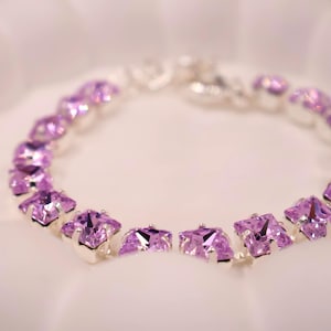 Oostenrijkse kristallen armband: violetkleurige kleurrijke kleurmenging, verstelbare bruidssieraden