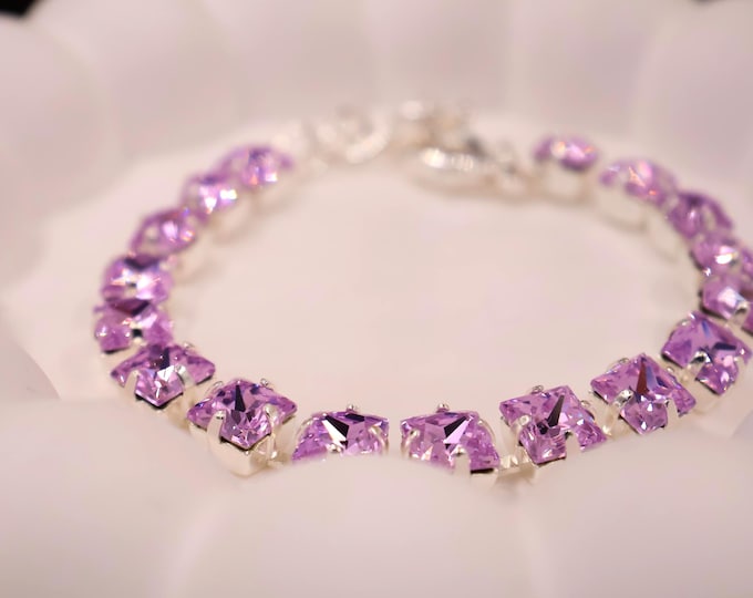 Austrian Crystal Bracelet:Violet Colorful color mixing, Adjustable Bridal Jewelry