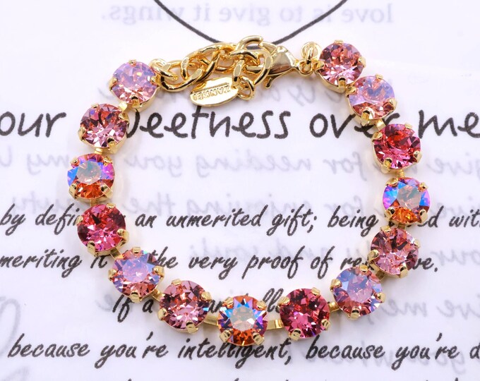 Vintage Rose Austrian Crystal Bracelet - 18k Gold Plated Adjustable Bridal Jewelry