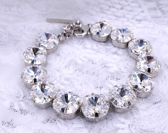Weisses Österreichisches Kristall Armband: Silberfarbener Brautschmuck