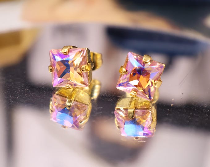 Austrian Cherry Blossom Pink Dazzling Colors Crystal Chandelier Earrings: Bride and bridesmaids Wedding Jewelry