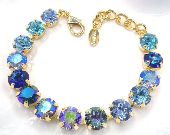 Austrian Crystal Bracelet: Iceland Aurora Blue Bridal Jewelry