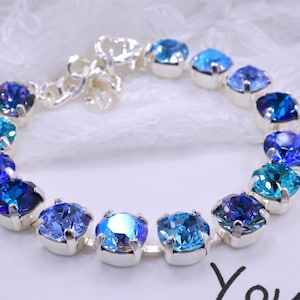 Blaues Kristall Armband: Verstellbarer Brautschmuck