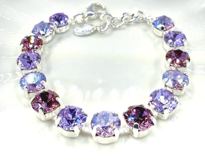 Violet Austrian Crystal Bracelet: Adjustable Bridesmaid Jewelry