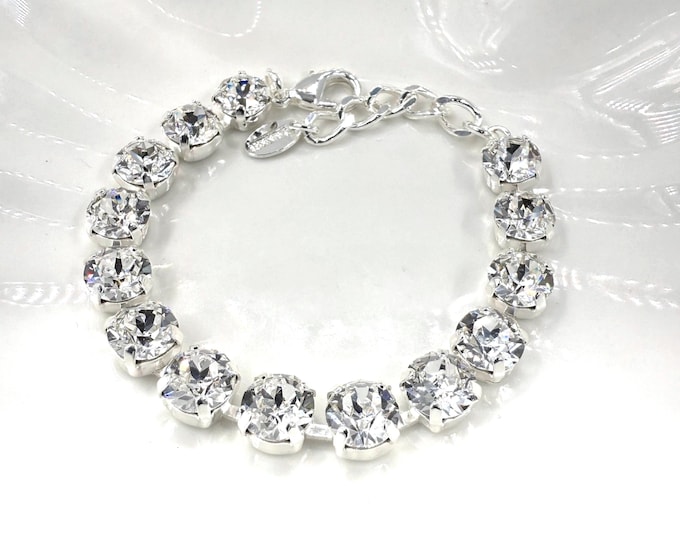 Austrian Crystal Bracelet: Bridal Bridesmaid Jewelry, Adjustable