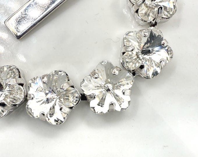 clear crystal plum bossom Austrian Crystal Bracelet - Sliver Plated Bridal Jewelry