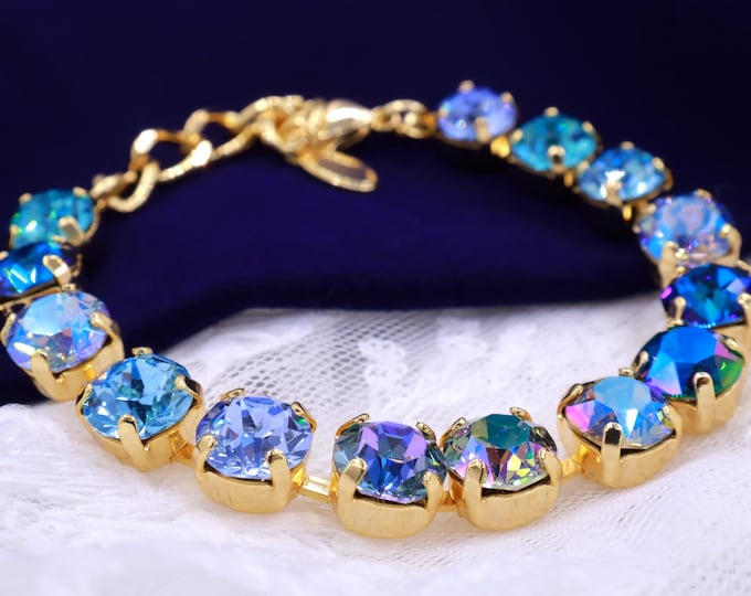 Austrian Crystal Bracelet: Iceland Aurora Blue Bridal Jewelry
