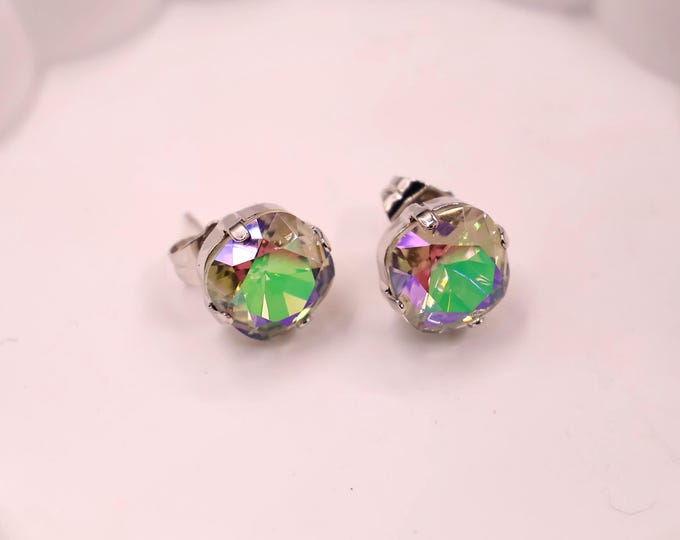 Austrian Square Cushion Twilight Crystal Chandelier Earrings: Bride and bridesmaids Wedding Jewelry