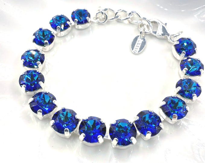 Bermuda Blue Austrian Crystal Bracelet - Adjustable Length