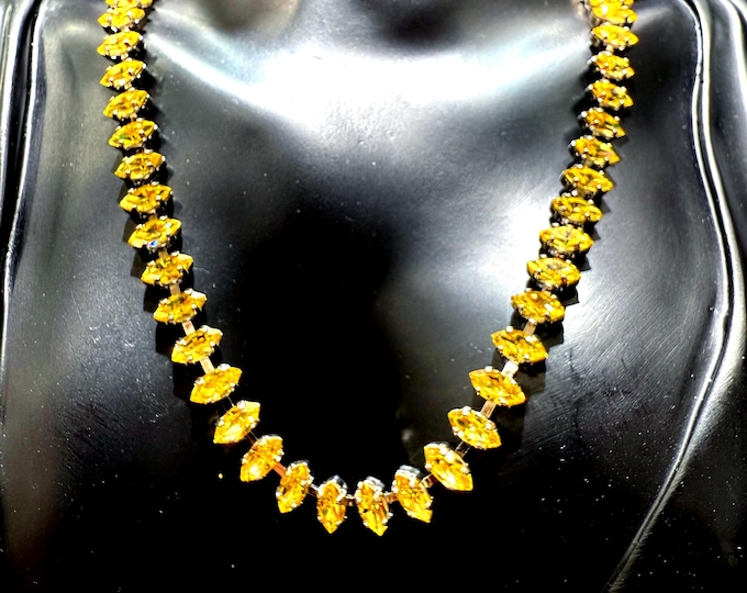 Golden Austria Crystal Necklace: Anna Wintour-Inspired Bridal Jewelry