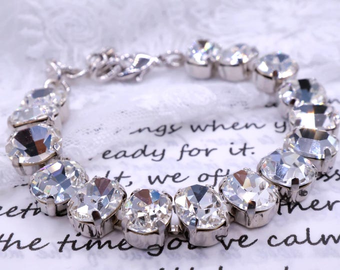 Swarovski Crystal Bracelet: Oval Pink, Adjustable Bridal Jewelry