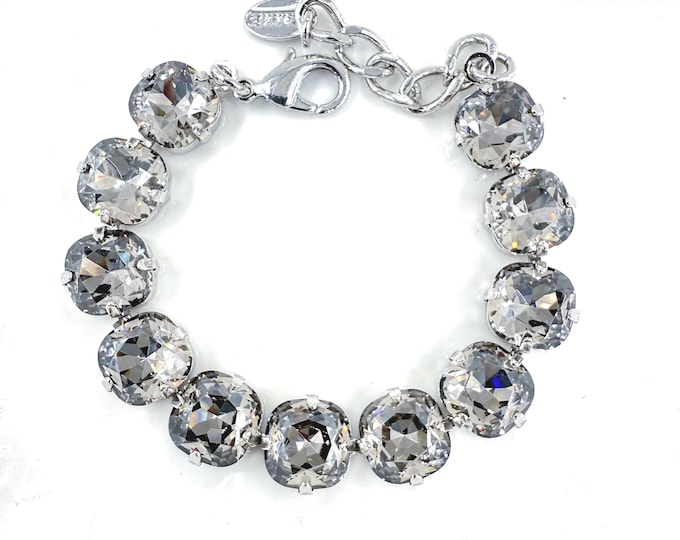 Swarovski Black Diamond Crystal Bracelet: Adjustable Bridal Jewelry