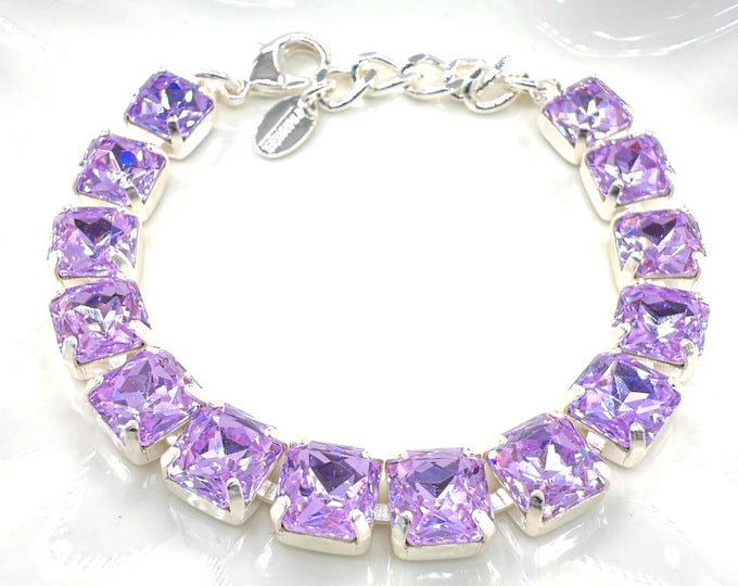 Violet Aspen Cut Austrian Crystal Bracelet - sliver Bridal Jewelry