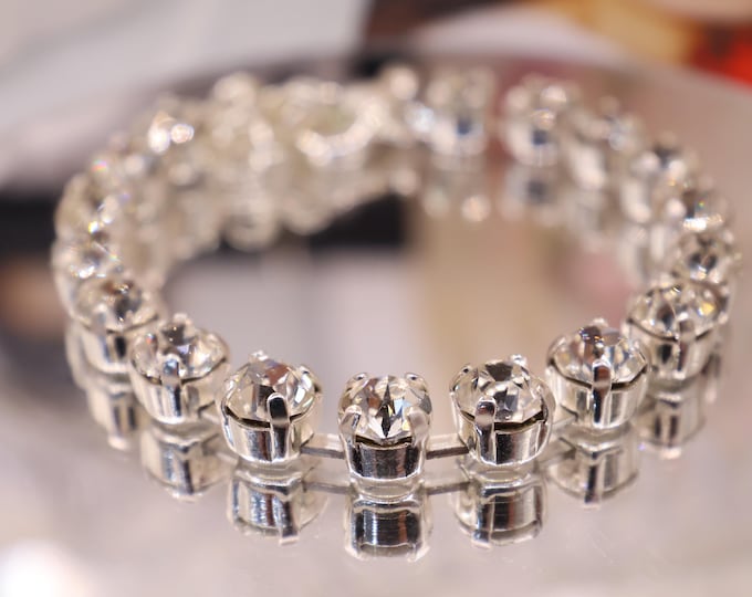 Austrian Crystal Bracelet:clear crystal, Adjustable Bridal Jewelry