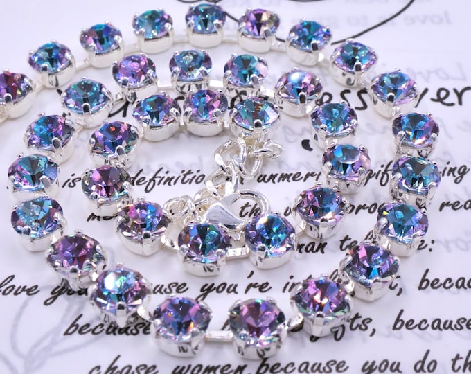 Violet Aurora Tennis Necklace: Austrian Cut Bridal Jewelry