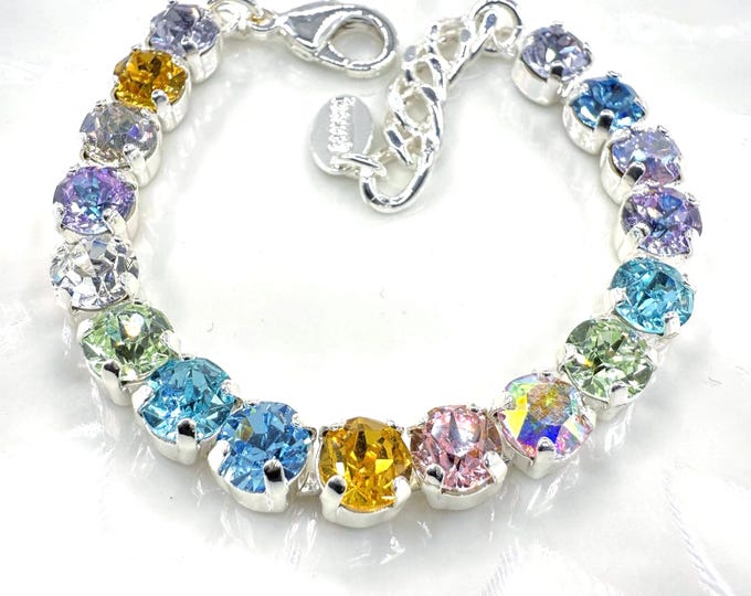 Austrian Crystal Bracelet: Colorful color mixing, Adjustable Bridal Jewelry