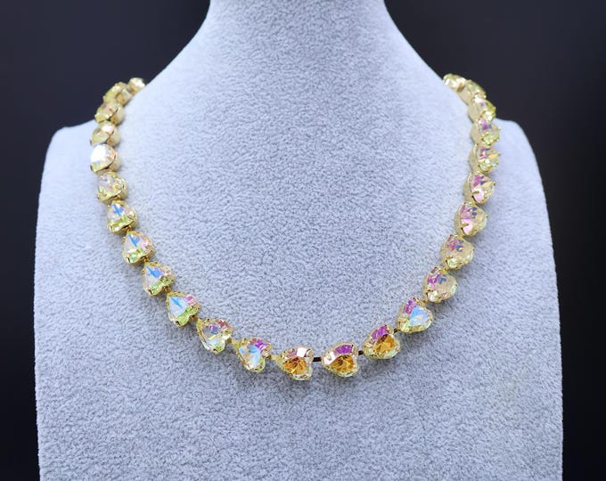 Golden Moonlight Illusion Austria Crystal Necklace: Anna Wintour-Inspired Bridal Jewelry