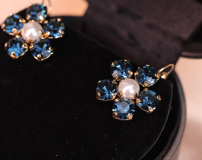Elegant Bridal pearl Earrings with Crystal Details | 18k Gold-Plated Wedding Jewelry , Perfect Wedding Anniversary Gifts