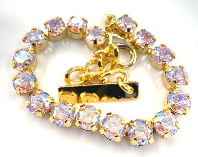 Austrian Crystal Bracelet: Sakura powder, Adjustable Bridal Jewelry