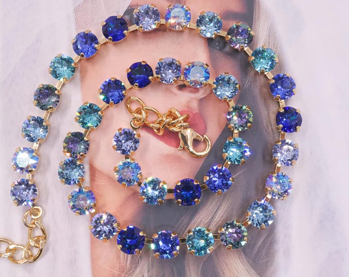 Austrian Crystal necklace: Iceland Aurora Blue Bridal Jewelry