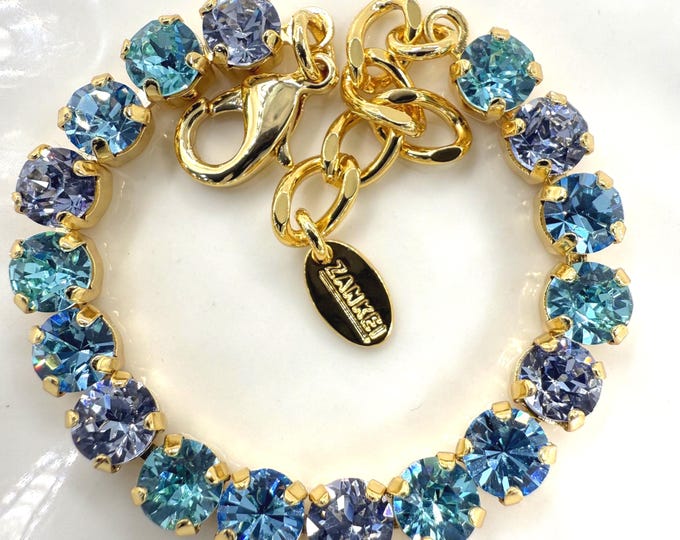 Austrian Crystal Bracelet:Light turquoise Colorful color mixing, Adjustable Bridal Jewelry